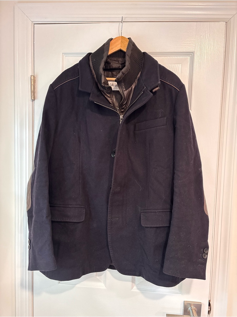 Gallotti men's wool-blend car coat jacket w/ a layered hybrid design size IT 54